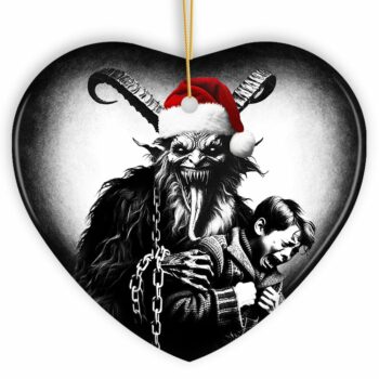 Horrifying Krampus With Santa Hat Ceramic Ornament, Keepsake For Unique Halloween Tree Christmas Décor