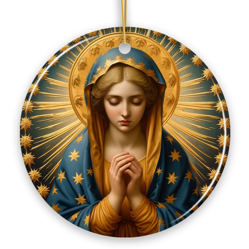 WBM Praying Virgin Mary Ceramic Ornament Religious Painting Christmas Decoration Souvenir Circle
