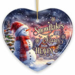 Snowflakes are Kisses from Heaven Quote Christmas Ornament, Snowman under the Twilight Sky Memorial Gift