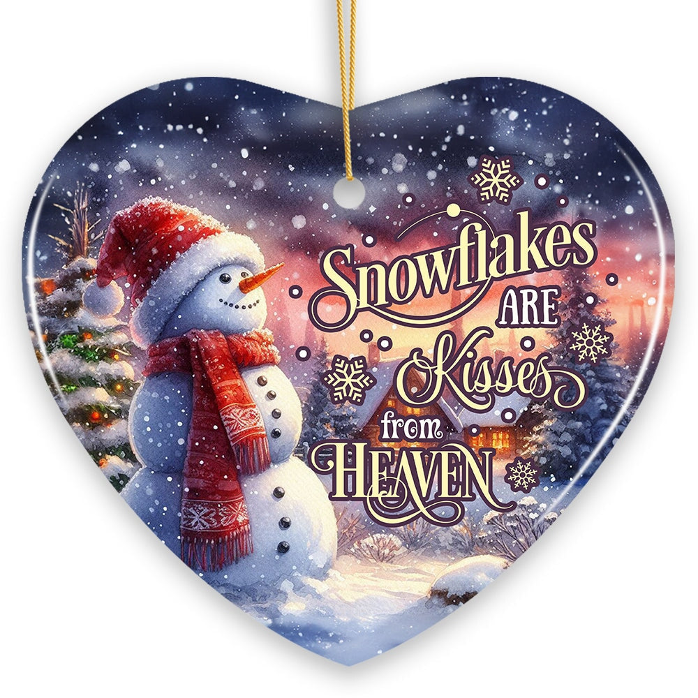 WBM Snowflakes are Kisses from Heaven Quote Christmas Ornament Snowman under the Twilight Sky Memorial Gift Heart