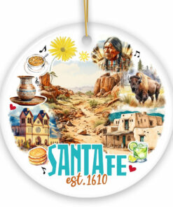 Vintage Santa Fe Ceramic Christmas Ornament, New Mexico Souvenir