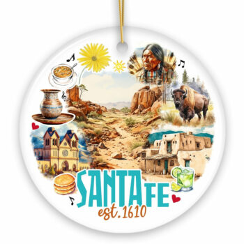 Vintage Santa Fe Ceramic Christmas Ornament, New Mexico Souvenir