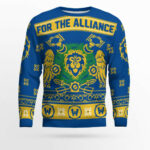 World of Warcraft For The Alliance Wreath Holiday Ugly Sweater 2025