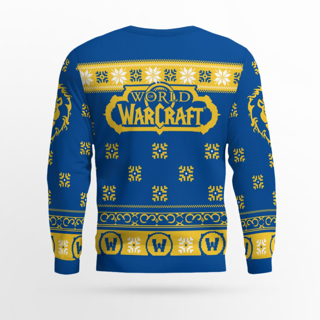 World of Warcraft For The Alliance Wreath Holiday Ugly Sweater 2025 2