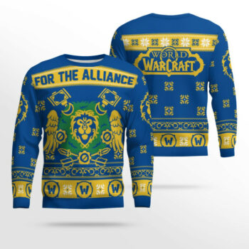 World of Warcraft For The Alliance Wreath Holiday Ugly Sweater 2025