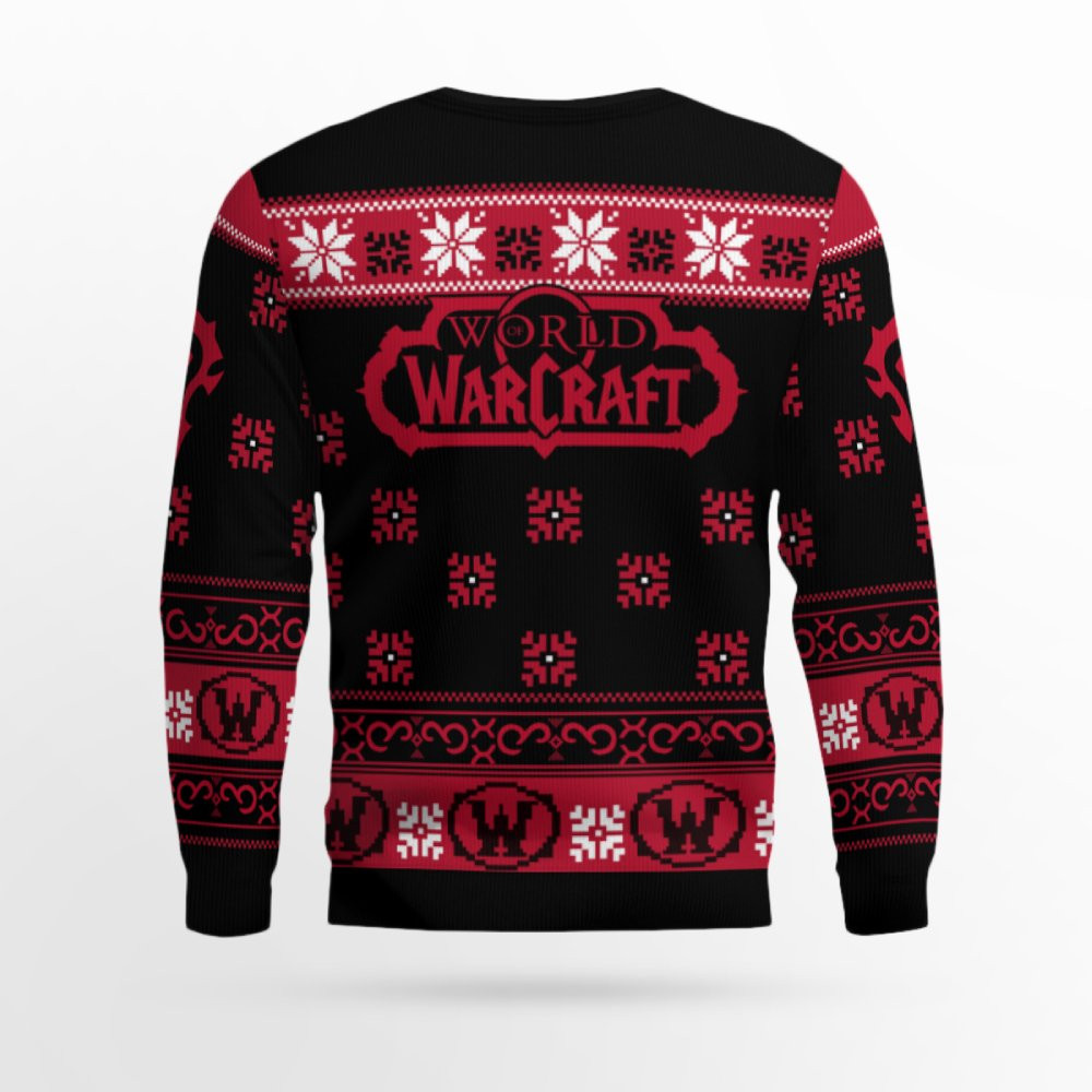 World of Warcraft For The Horde Wreath Holiday Ugly Sweater 2025 2