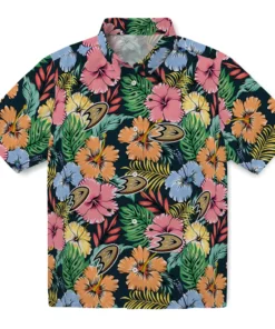 Anaheim Ducks Hawaiian Shirt - Brilliant Hibiscus Gardena