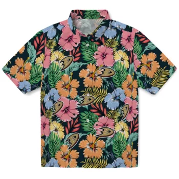 Anaheim Ducks Hawaiian Shirt - Brilliant Hibiscus Gardena