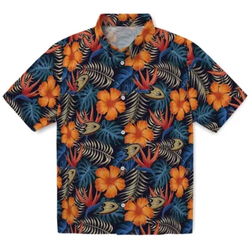 Anaheim Ducks Hawaiian Shirt - Hibiscus Foliage
