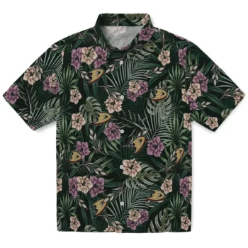 Anaheim Ducks Hawaiian Shirt - Hibiscus Leaves Pattern