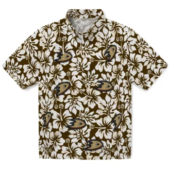 Anaheim Ducks Hawaiian Shirt - Hibiscus Motif