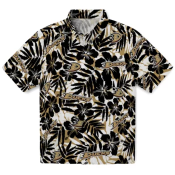 Anaheim Ducks Hawaiian Shirt - Hibiscus Overlay