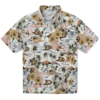 Anaheim Ducks Hawaiian Shirt - Hibiscus Seaside