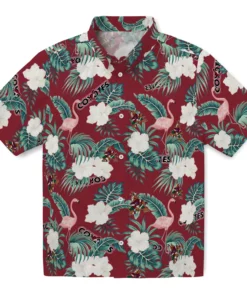 Arizona Coyotes Hawaiian Shirt - Flamingo and Hibiscus