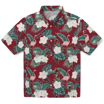 Arizona Coyotes Hawaiian Shirt - Flamingo and Hibiscus