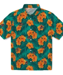 Arizona Coyotes Hawaiian Shirt - Hibiscus and Palm Leaves