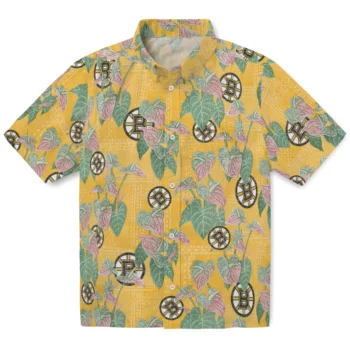 Boston Bruins Hawaiian Shirt - Anthurium Overlay
