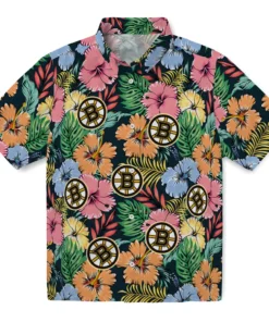 Boston Bruins Hawaiian Shirt - Brilliant Hibiscus Garden