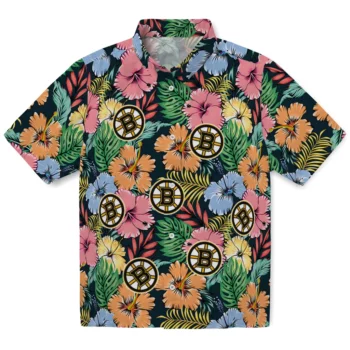Boston Bruins Hawaiian Shirt - Brilliant Hibiscus Garden