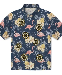 Boston Bruins Hawaiian Shirt - Flamingo Hibiscus