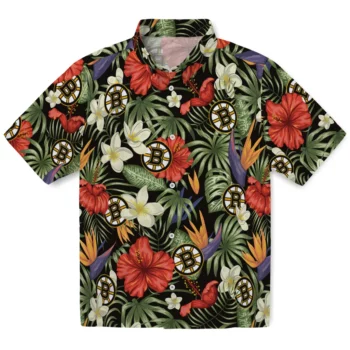 Boston Bruins Hawaiian Shirt - Hawaii Floral Hibiscus