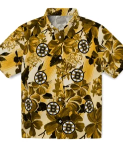 Boston Bruins Hawaiian Shirt - Hibiscus Arrangement
