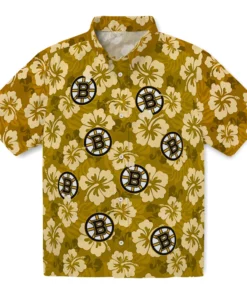 Boston Bruins Hawaiian Shirt - Hibiscus Cluster