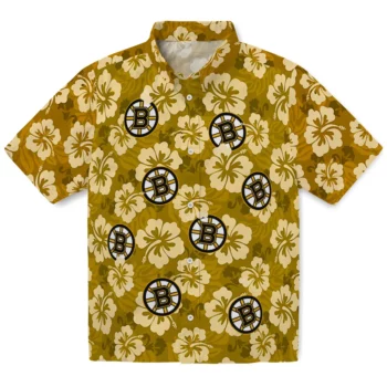 Boston Bruins Hawaiian Shirt - Hibiscus Cluster
