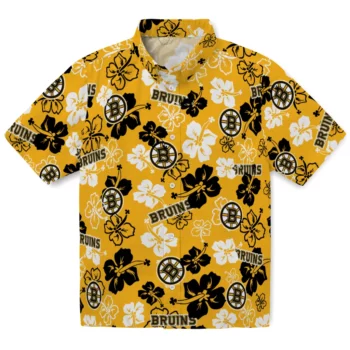 Boston Bruins Hawaiian Shirt - Hibiscus Flower Design
