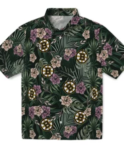 Boston Bruins Hawaiian Shirt - Hibiscus Leaves Pattern