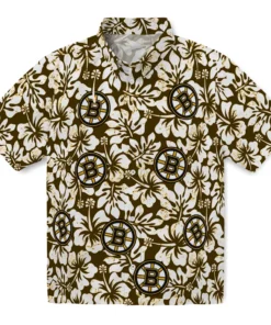 Boston Bruins Hawaiian Shirt - Hibiscus Motif