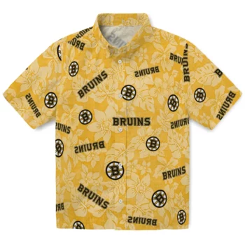 Boston Bruins Hawaiian Shirt - Hibiscus Oasis