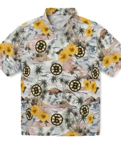 Boston Bruins Hawaiian Shirt - Hibiscus Seaside