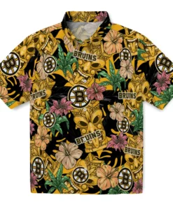 Boston Bruins Hawaiian Shirt - Hibiscus Tiki Jungle