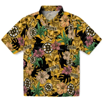 Boston Bruins Hawaiian Shirt - Hibiscus Tiki Jungle