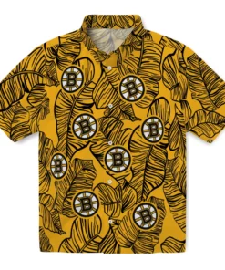 Boston Bruins Hawaiian Shirt - Leaf Outline
