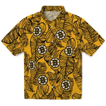 Boston Bruins Hawaiian Shirt - Leaf Outline