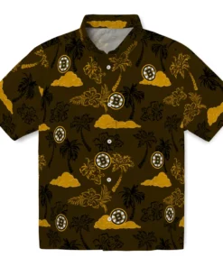 Boston Bruins Hawaiian Shirt - Palm And Clouds