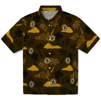 Boston Bruins Hawaiian Shirt - Palm And Clouds