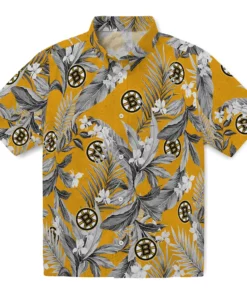 Boston Bruins Hawaiian Shirt - Palm Leaves