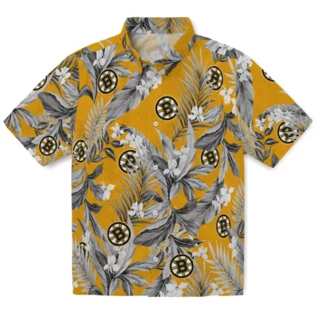 Boston Bruins Hawaiian Shirt - Palm Leaves