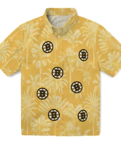 Boston Bruins Hawaiian Shirt - Vintage Palm Tree