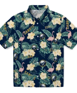 Buffalo Sabres Hawaiian Shirt - Flamingo and Hibiscus