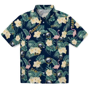 Buffalo Sabres Hawaiian Shirt - Flamingo and Hibiscus