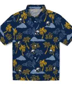 Buffalo Sabres Hawaiian Shirt - Palm And Clouds