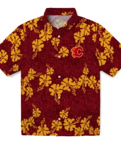 Calgary Flames Hawaiian Shirt - 50th State Flower