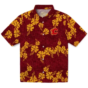Calgary Flames Hawaiian Shirt - 50th State Flower