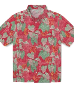 Calgary Flames Hawaiian Shirt - Anthurium Overlay