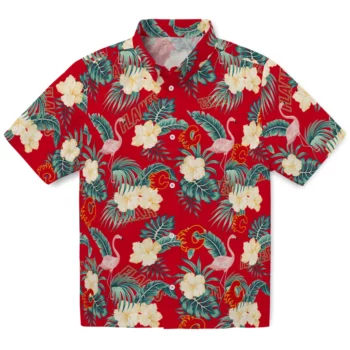 Calgary Flames Hawaiian Shirt - Flamingo and Hibiscus
