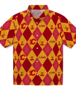Calgary Flames Hawaiian Shirt - Golfing Plaid